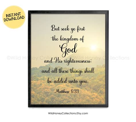 Seek Ye First The Kingdom of God Matthew 6:33 Printable | Etsy