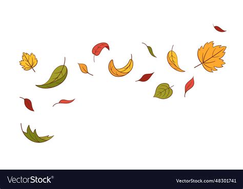 Leaves fall set in cartoon style Royalty Free Vector Image