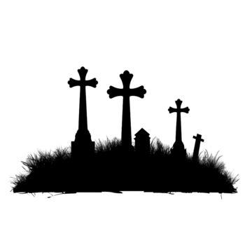 Silueta De Lápida Gótica Y Cruces De Piedra PNG dibujos Cementerio