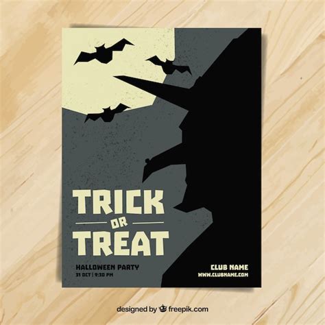 Free Vector | Halloween poster witch silhouette