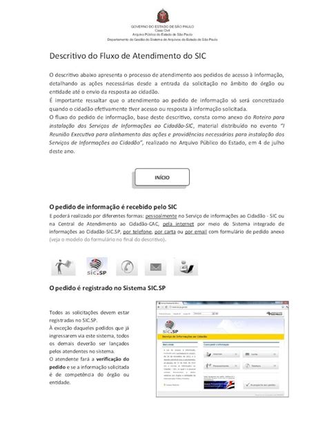 PDF Descritivo Do Fluxo De Atendimento Do SIC Na Central De