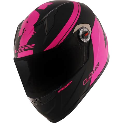 Capacete Ls Ff Fluo Preto Rosa Fosco Grid Motors