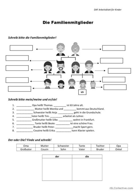 Familie Deutsch Daf Arbeitsbl Tter Pdf Doc