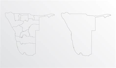 Mapa Vectorial De Contorno Negro De Namibia Con Regiones Sobre Fondo