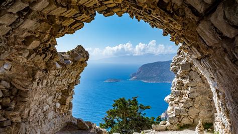 Fond Décran Mer La Grotte Des Roches île Rhodes Grèce 1920x1080