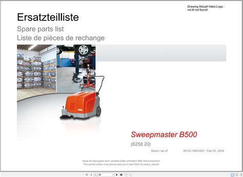 Hako Sweeper B Spare Parts Catalog En De Fr Auto Repair