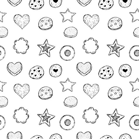 Premium Vector Cookies Seamless Pattern Vector Illustration Hand