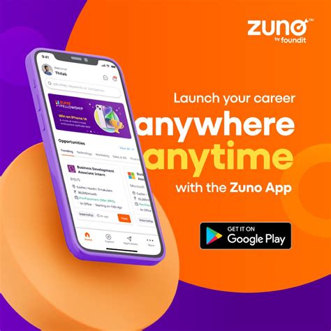 zuno app   anytime  career internship