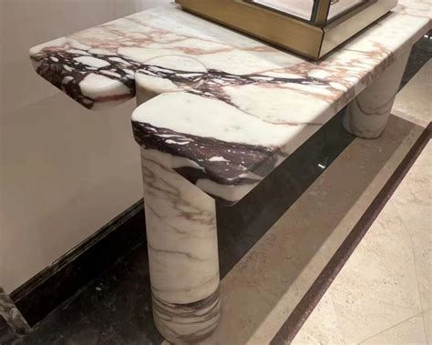 Custom Solid Calacatta Viola Marble Sink Flute Side For Bathroom Vanity