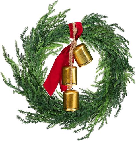 Amazon Jutom Realistic Norfolk Pine Wreath With Velvet Ribbon Faux