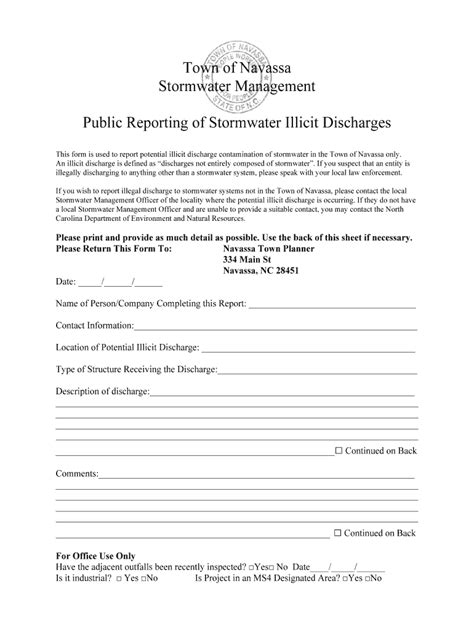 Fillable Online Public Reporting Of Stormwater Illicit Discharges Fax