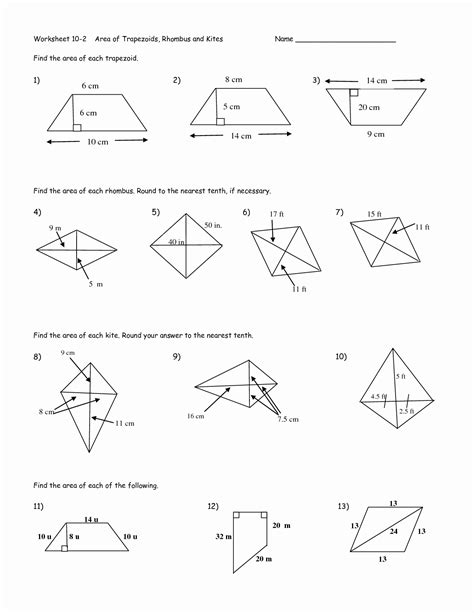 Area Of Rhombus Worksheet Chessmuseum Template Library