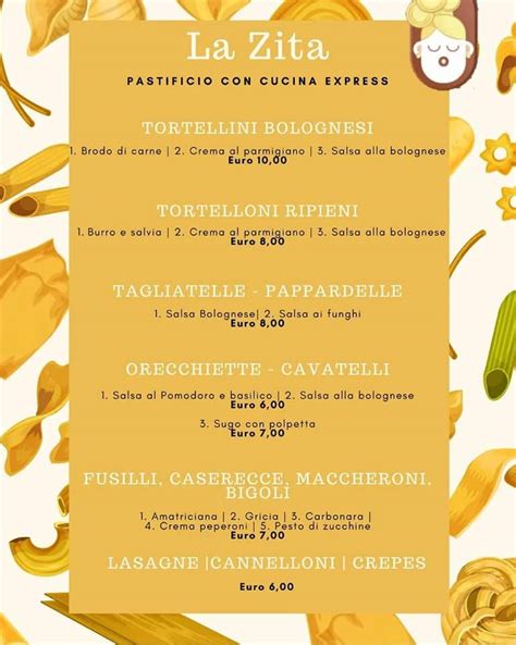 Menu Da La Zita Pastificio Con Cucina Espressa Taranto