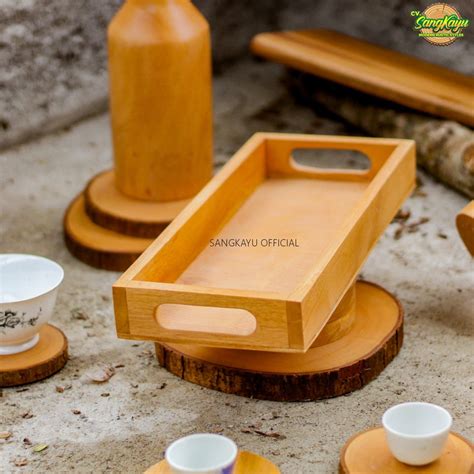 Jual Nampan Kayu Handle X X Cm Wooden Tray Kotak Serbaguna Baki