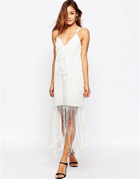 Image 1 Of Asos Embroidered Fringed Cami Midi Dress Midi Dress Style