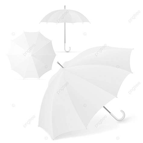 Realistic Blank White Umbrella Set For Branding Equipment One Outside