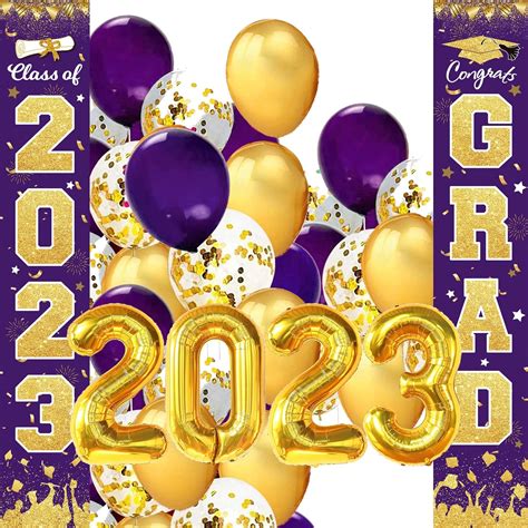 Graduation Decorations 2023 Purple Gold Purple Graduation Party Decorations Class Of