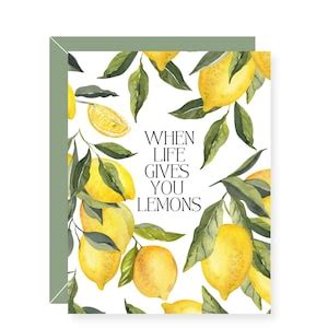 When Life Gives You Lemons Greeting Card Sympathy Card Etsy