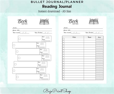 Reading Journal Printable Book Journal Book Planner Reading - Etsy