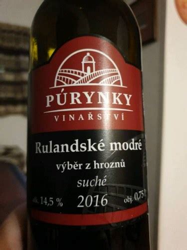 Vinařství Púrynky Rulandské Modré Výběr Z Hroznů Suché Vivino US