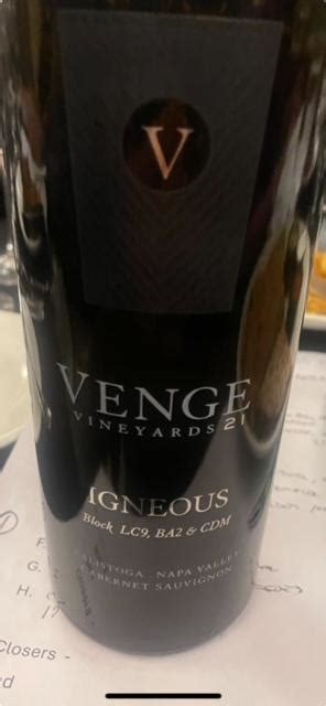 Venge Vineyards Cabernet Sauvignon Igneous Usa California Napa