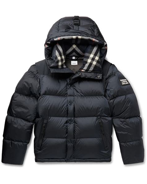 Burberry Hooded Quilted Nylon Down Jacket With Detachable Sleeves In Blue For Men Lyst Australia