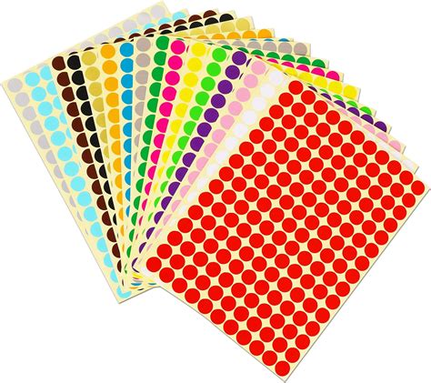 Janyun Sheets Pcs Sticky Coloured Dots Round Dot Labels