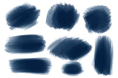 Free Vector Modern Dark Blue Watercolor Brush Stroke Set Design