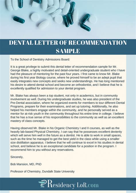 Dental Recommendation Letter—dental Letter Of Recommendation