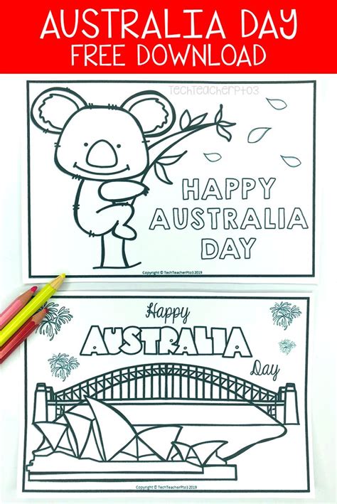 Australia Day Colouring Pages Free Download Elementary Special