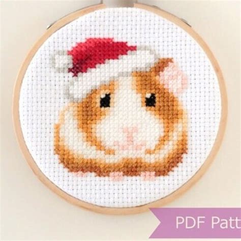 Happy Pig Wearing Santa Hat Cross Stitch PDF Christmas Etsy