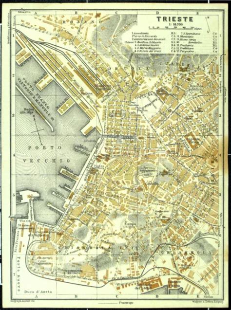 TRIESTE ALTER STADTPLAN mappa della città vecchia datiert 1931 EUR