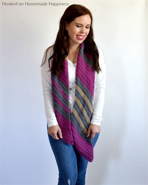 Easy Diagonal Scarf Crochet Pattern Hooked On Homemade Happiness