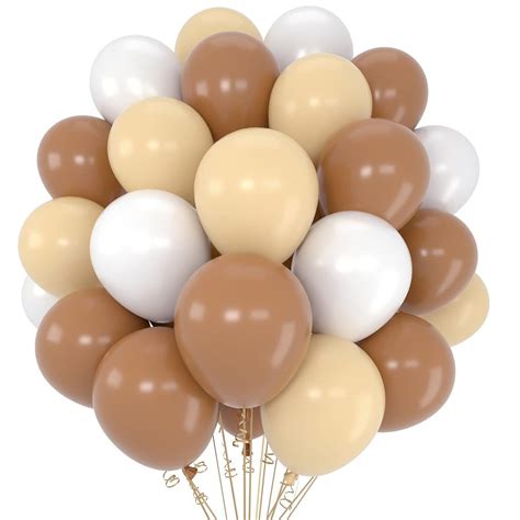 White Brown And Nude Printed Balloons White Balloons Helium