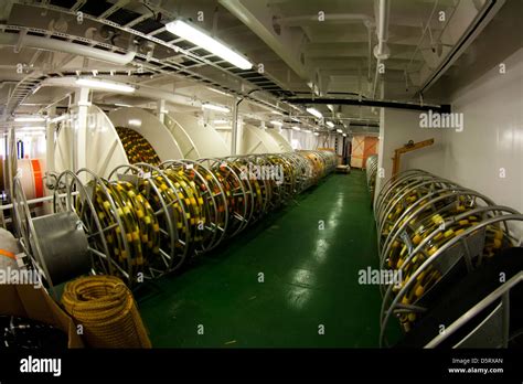 Cable deck inside the Ramform sovereign seismic vessel Stock Photo - Alamy