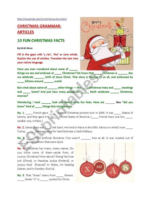 Christmas Grammar Worksheets Pdf