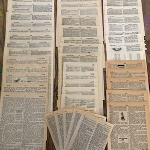 Vintage Dictionary Pages For Junk Journal Or Collage Lot Of 50 Etsy