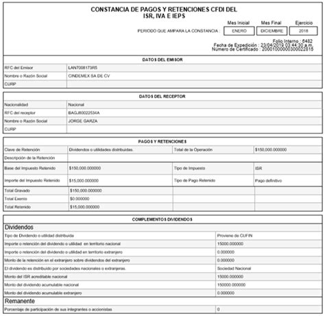 Ejemplo De Constancia De Retencion Por Dividendos Nuevo Ejemplo