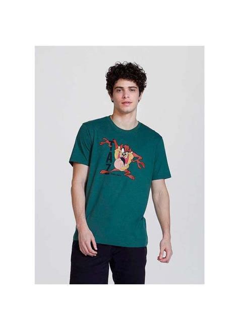 Hering Camiseta Taz Looney Tunes Unissex Verde Camiseta Camisas