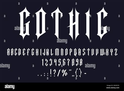 Gothic Font Medieval Type Or Tattoo Typeface And Antique Alphabet