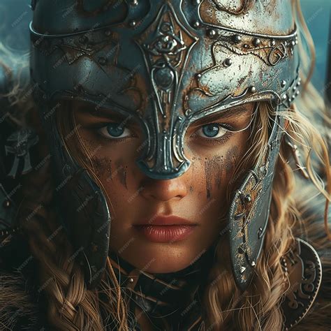 Premium Photo | Create a wonderful iconic image of a Norse female warrior posing like riveting Rosie