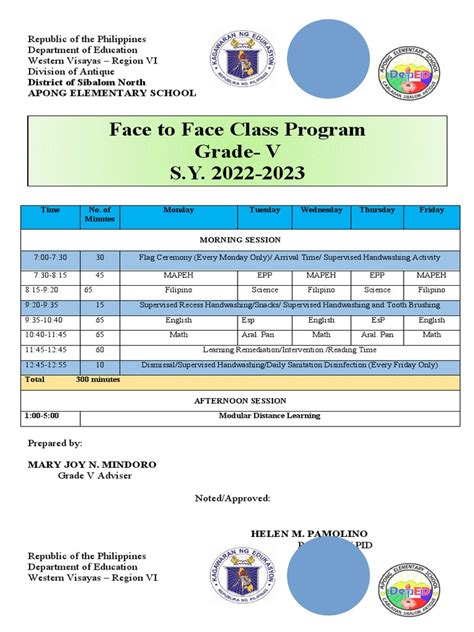 Class Program Grade 5 22 23 Pdf Health Sciences