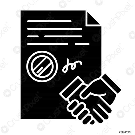 Firma De Contrato Glifo Negro Icono Firmado Documento Notarial Con