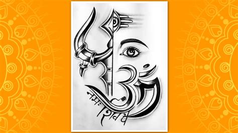 How To Draw Mahadev And Trishul With Om Pencil Drawing Easy