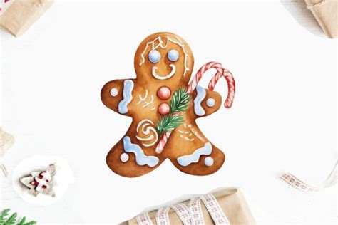 Watercolor Gingerbread Man Clipart Png Graphic By Watercolor Design