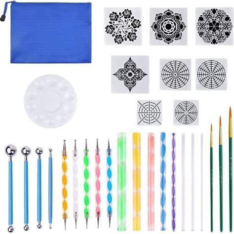 30 Pcs Kit Outil Peinture Pour Mandala Sur Galet Outils De Pointage