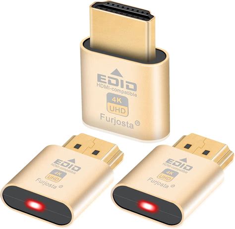 Furjosta Hdmi Dummy Plug Fit Headless Display Emulator Ddc Edid Fit