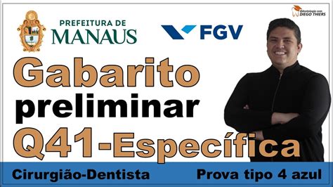 GABARITO EXTRAOFICIAL CONCURSO SEMSA MANAUS CIRURGIÃO DENTISTA BANCA