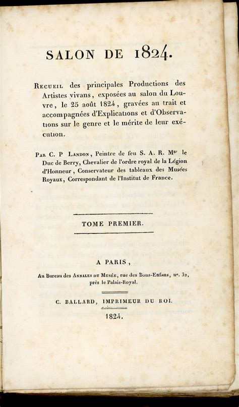 ANNALES du Musée et de l école Moderne des beaux arts SALON DE 1824 by