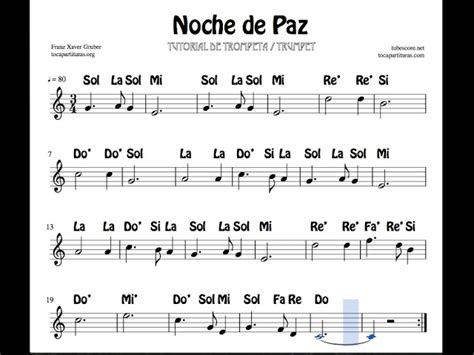 Noche De Paz Video Tutorial Partitura Con Notas Silent Night Trumpet